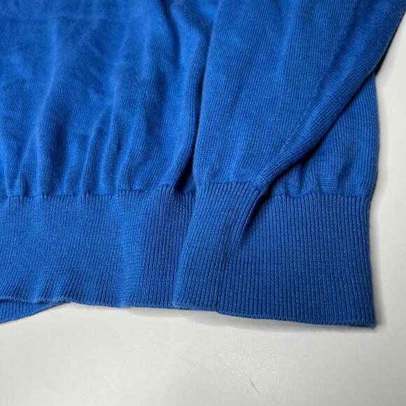 Paul Fredrick Supima Cotton Blue 1/4 Zip Pullover Sweater Men’s XL Lightweight - Picture 8 of 8